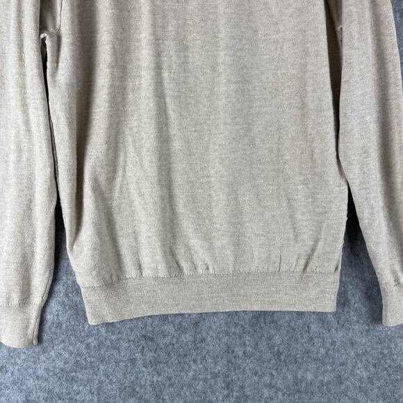 J Crew Raglan Budded Crewneck Sweater Mens Medium Beige Cotton Knit Preppy NEW - Picture 12 of 14